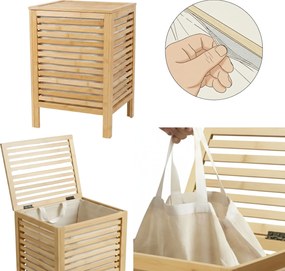 Bambusowy kosz na pranie z pokrywą i wyciąganym workiem LUND, 60 L