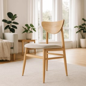 Krzesło Tapicerowane z Drewna Giętego BRAGA Dąb/Krem Retro