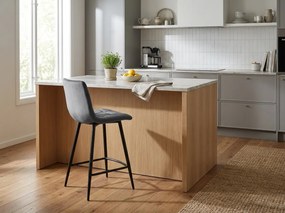 Szare krzesło barowe MILA VELVET z czarnymi nogami