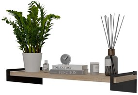 Półka ścienna w stylu industrialnym czarny + dąb sonoma - Mizu 4X