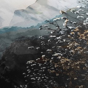 Obraz - Ilustracja przedstawiająca dzikie kwiaty (z zegarem) (90x30 cm)