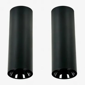 Pack 2 Okrągłych Natynkowych Plafonów Sufitowych Led Ø7,2 Cm Do Użytku Zewnętrznego, Wykonanych Z Aluminium Luisiana Czarna & 38º & Biały Neutralny 35