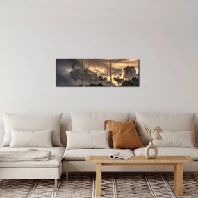 Obraz chmur i lasu (z zegarem) (90x30 cm)