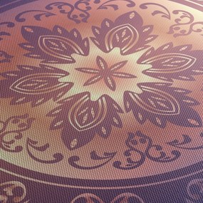 Obraz - Mandala na fioletowym gradiencie (z zegarem) (90x30 cm)