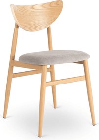 Krzesło Tapicerowane z Drewna Giętego BRAGA Dąb/Szare Retro