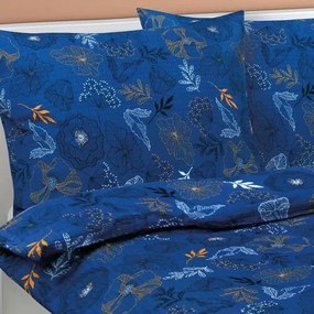 Bellatex Pościel krepa Louka ciemnoniebieska, 140x 200 cm, 70 x 90 cm