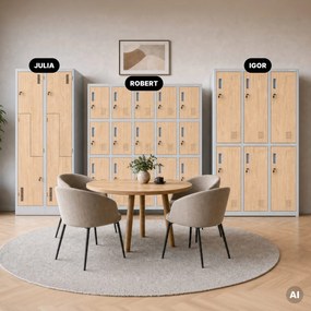 Szafa skrytkowa socjalna BHP szara / dąb sonoma, 1360x1720x450 mm: ROBERT Eco Design