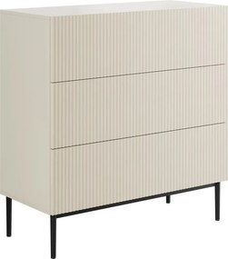 Komoda Nicole 100 cm z szufladami i ryflowanym frontem - kaszmir / czarne nóżki