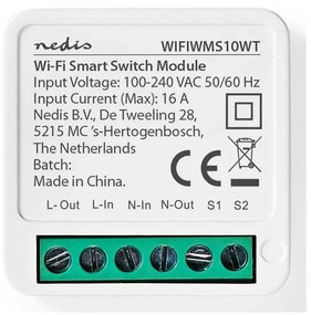 Nedis WIFIWMS10WT - Inteligentny włącznik SmartLife Wi-Fi 230V