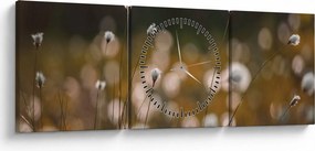 Obraz - Łąka z trawą bawełnianą N⁰2 (z zegarem) (90x30 cm)