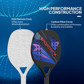 Zestaw rakietek do beach tenisa SPORTNOW, antypoślizgowy uchwyt, włókno węglowe, Czarny