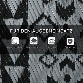 Outsunny Dywan zewnętrzny odwracalny, wodoodporny, geometryczny, 182x274cm, Czarny/Szary