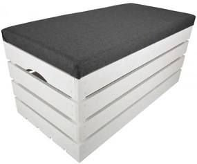 Pufa kufer skrzynia drewniana sosnowa siedzisko 80cm malowana biała