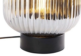 Inteligentna lampa stołowa czarna z dymionym szkłem w tym WiFi A60 - Karel ArtDeco Oswietlenie wewnetrzne