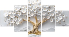 Obraz – Eleganckie drzewo życia 3D pełne kwiatów (125x70 cm)