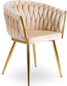 Krzesło glamour z oparciem typu warkocz Capi, welur