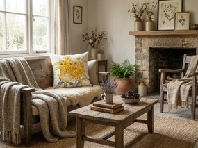 Lniana poszewka na poduszkę VELOBLOOM 45x45 cm, kremowa