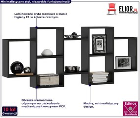 Czarna nowoczesna półka ścienna - Lensa 3X