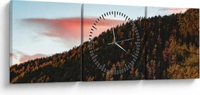 Obraz rudzików nad wzgórzem (z zegarem) (90x30 cm)