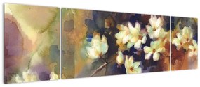 Obraz - Białe magnolie, malarstwo (170x50 cm)