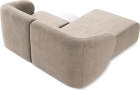 Jasnobrązowy narożnik z tkaniny szenilowej (lewostronny/z szezlongiem) Lani – Makamii
