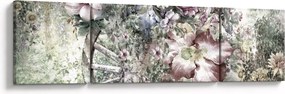 Obraz kwiatów na drewnianym kole (170x50 cm)