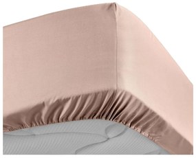 Różowe prześcieradło z perkalu bawełnianego z gumką 160x200 cm Percaline – douceur d'intérieur