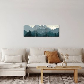 Obraz - Góry oczami grafika (z zegarem) (90x30 cm)