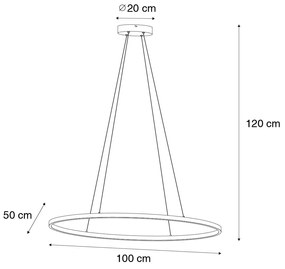 Designerska lampa wisząca czarna owalna z wbudowanym LED 3-stopniowo ściemnialna - OvalloDesignerski Oswietlenie wewnetrzne