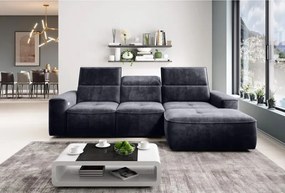 Narożnik COLOMBO Mini Prawostronny z elektryczną funkcją spania pojemnikiem PALLADIUM 19 Antracytowy WERSAL