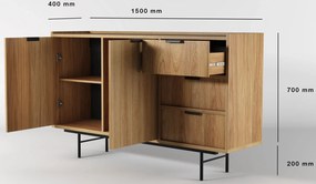 Duża komoda z półkami i szufladami hikora naturalna T3-B96