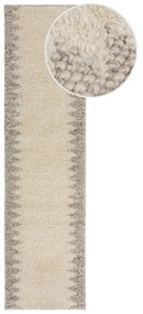 Kremowy chodnik z mieszanki wełny tkany ręcznie 60x230 cm Minerals Border – Flair Rugs