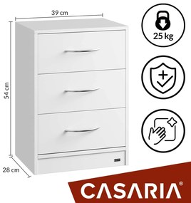 Casaria Szafka nocna ELOISE z podświetleniem, 54x39x28cm, biała