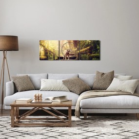 Obraz tygrysa w dżungli (z zegarem) (90x30 cm)