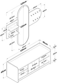 Zestaw do przedpokoju Ema White and Walnut