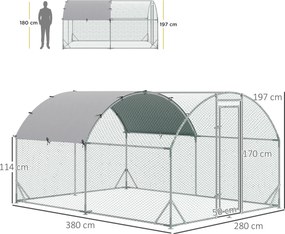 PawHut Wybieg dla małych zwierząt, outdoorowy wybieg dla kur, królików, kaczek, stabilna konstrukcja, stal i tkanina Oxford