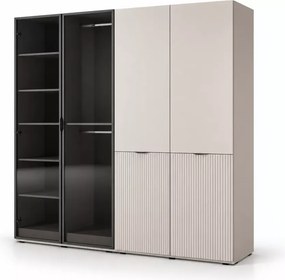Szafa 4-drzwiowa 202 cm Dickson z przyciemnianymu szklanymi frontami - minimalistyczna szafa do salonu