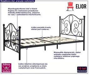 Czarne metalowe łóżko 120x200 cm - Lafio