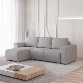 Masseno Narożnik RINOVA z funkcją spania i pojemnikiem na pościel Narozniki L, Rozkładana sofa - Jasnoszary, NEVE 83