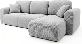 Stylowy narożnik rozkładany prawostronny BINGO L 245x148x87 cm w tkaninie Pop 3 szarej