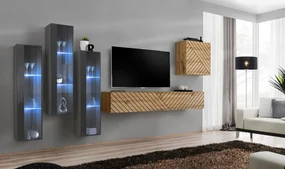 Meblościanka SWITCH LAMEL XIII szara/dąb wotan ASM Meble