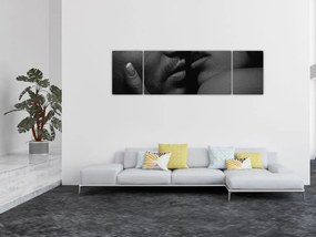 Obraz - Pocałunek, czarno - białe zdjęcie (170x50 cm)