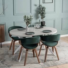 Stół Okrągły Rozkładany DORIAN 80-160 cm Kaszmir/Biały Nowoczesny