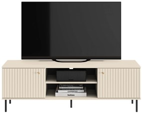 Szafka RTV na metalowych nogach Jamuzi 160 cm - kaszmir / czarne nóżki