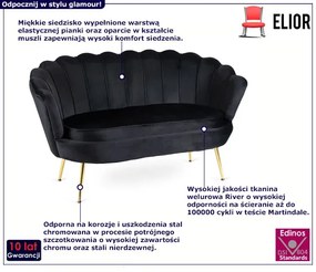 Czarna welurowa sofa w stylu glamour - Avet