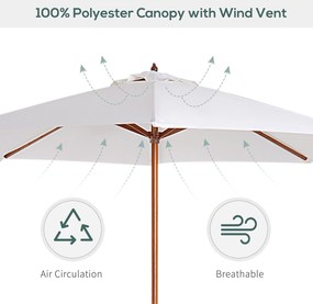 PARASOL OGRODOWY Z KORBKĄ DREWNIANY BALKONOWY Φ2.7M TOPOLA Kremowy | Aosom PL