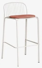 Wysoki Stołek Ogrodowy Z Stali Anerina Gardenia Biel & ↑75 Cm & Terracota - Sklum