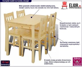 Drewniany zestaw stół i 4 krzesła – Solemi