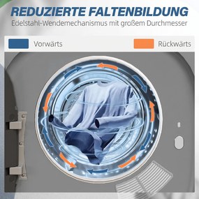 HOMCOM Suszarka wentylacyjna 4 kg z trybem Smart, 800 W, kompaktowa suszarka z bębnem ze stali nierdzewnej, srebrna | Aosom PL