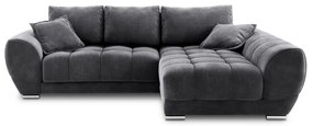 Ciemnoszary rozkładany narożnik z aksamitnym obiciem Windsor &amp; Co Sofas Nuage, prawostronny